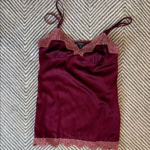 Shine New York Lace-Trim Satin Camisole in Dusty Rose